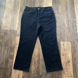 Christopher and Banks Signature Slimming Black Denim Pants Womens 14 Short‎